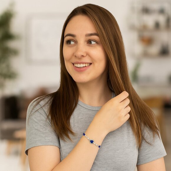 Heart of the Ocean Necklace Jewelry Set - Titanic Bracelet Crystal Pendant - Picture 8 of 11